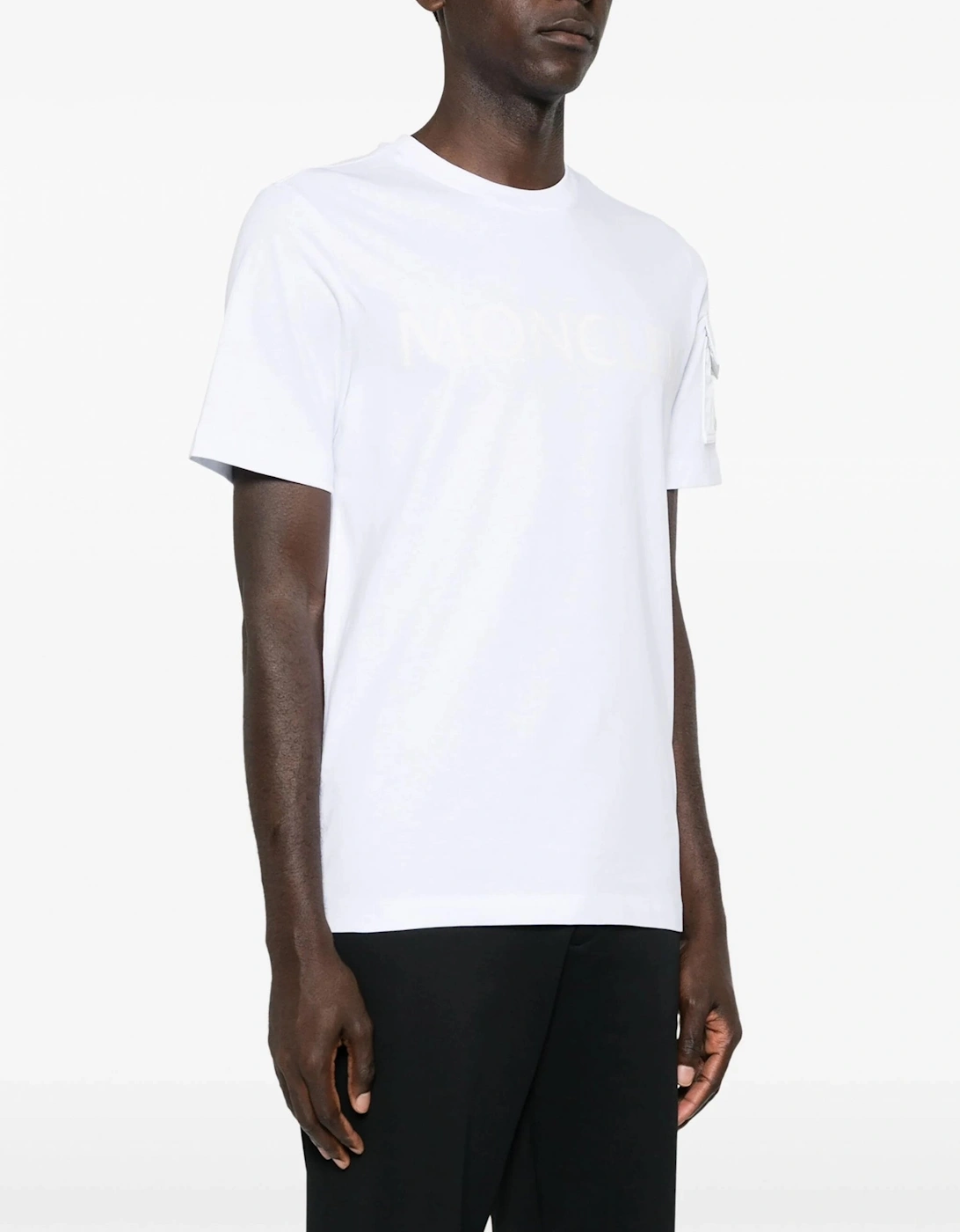 Chest Branding Cotton Pocket T Shirt White