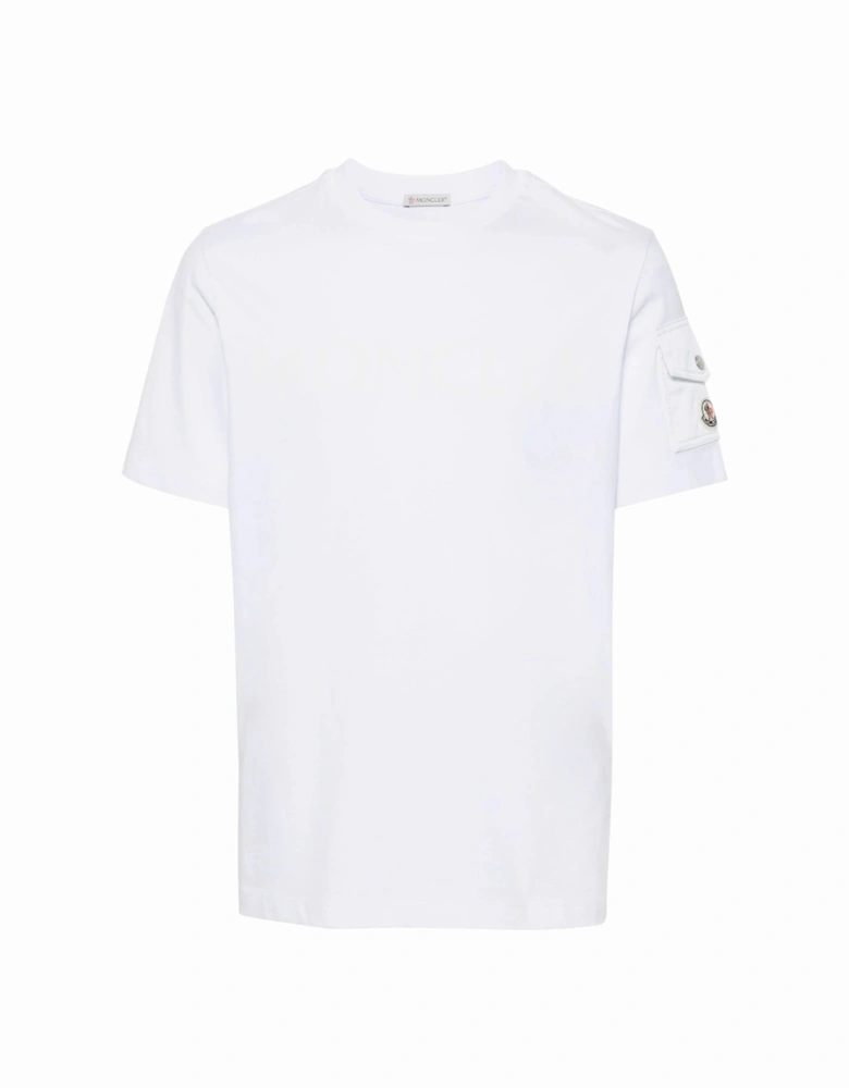 Chest Branding Cotton Pocket T Shirt White