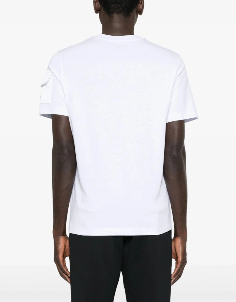 Chest Branding Cotton Pocket T Shirt White