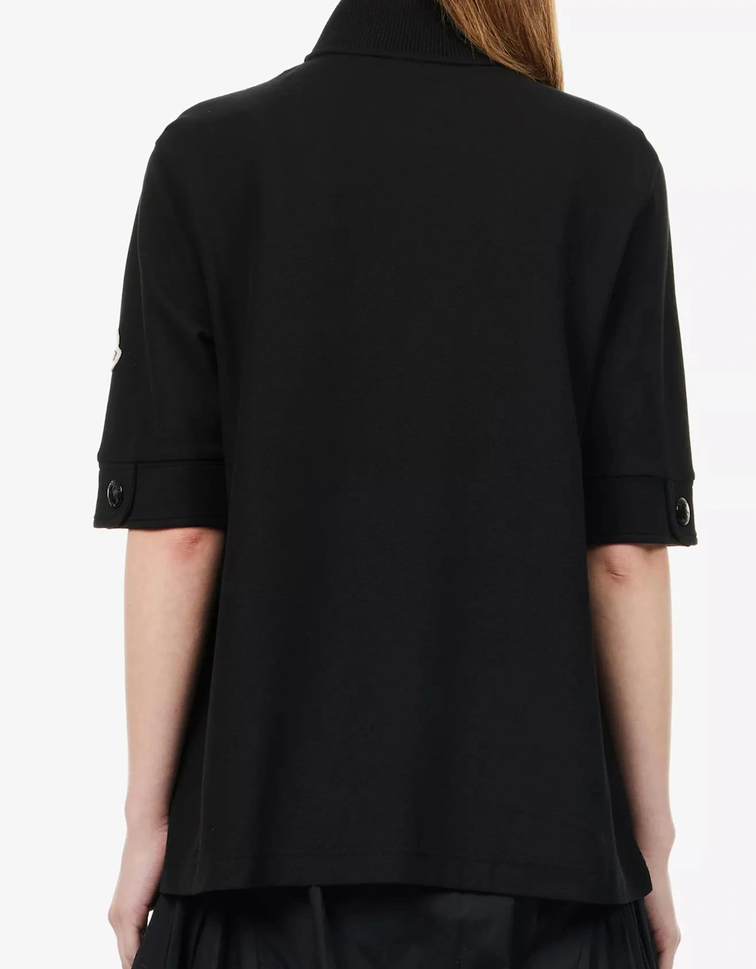 Womens Funnel Neck Zip T Shirt Black