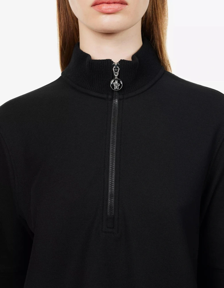 Womens Funnel Neck Zip T Shirt Black