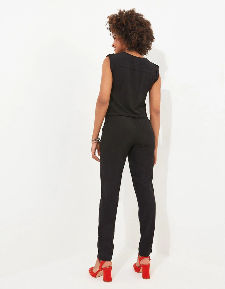 Zip Front Jumpsuit - Black