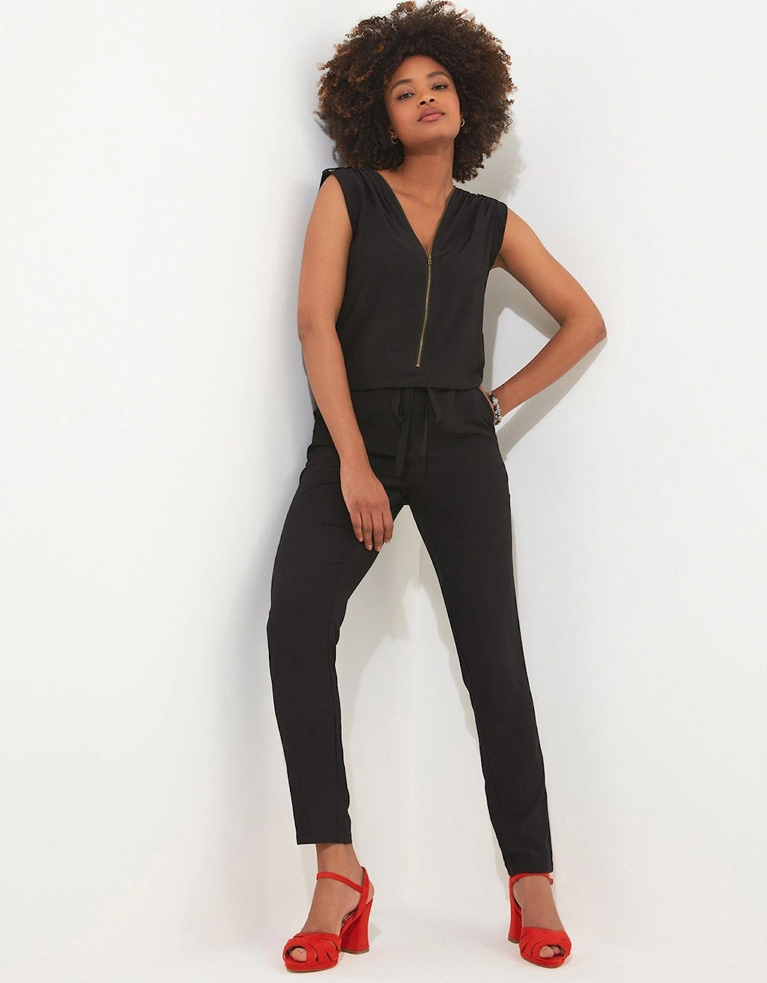 Zip Front Jumpsuit - Black