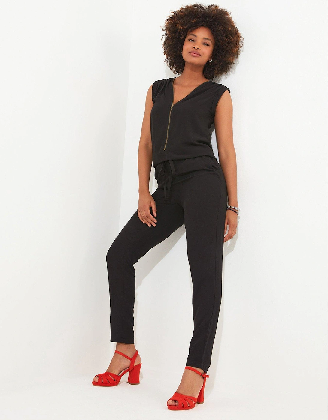 Zip Front Jumpsuit - Black