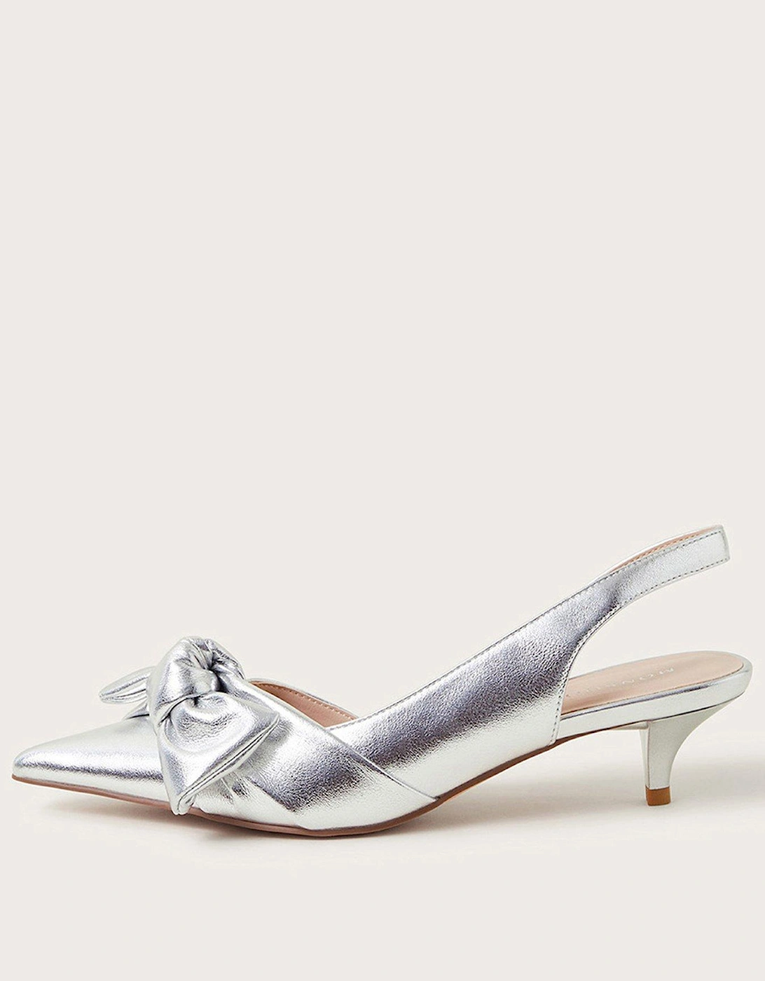 Bronte Bow Kitten Heels - Silver, 2 of 1