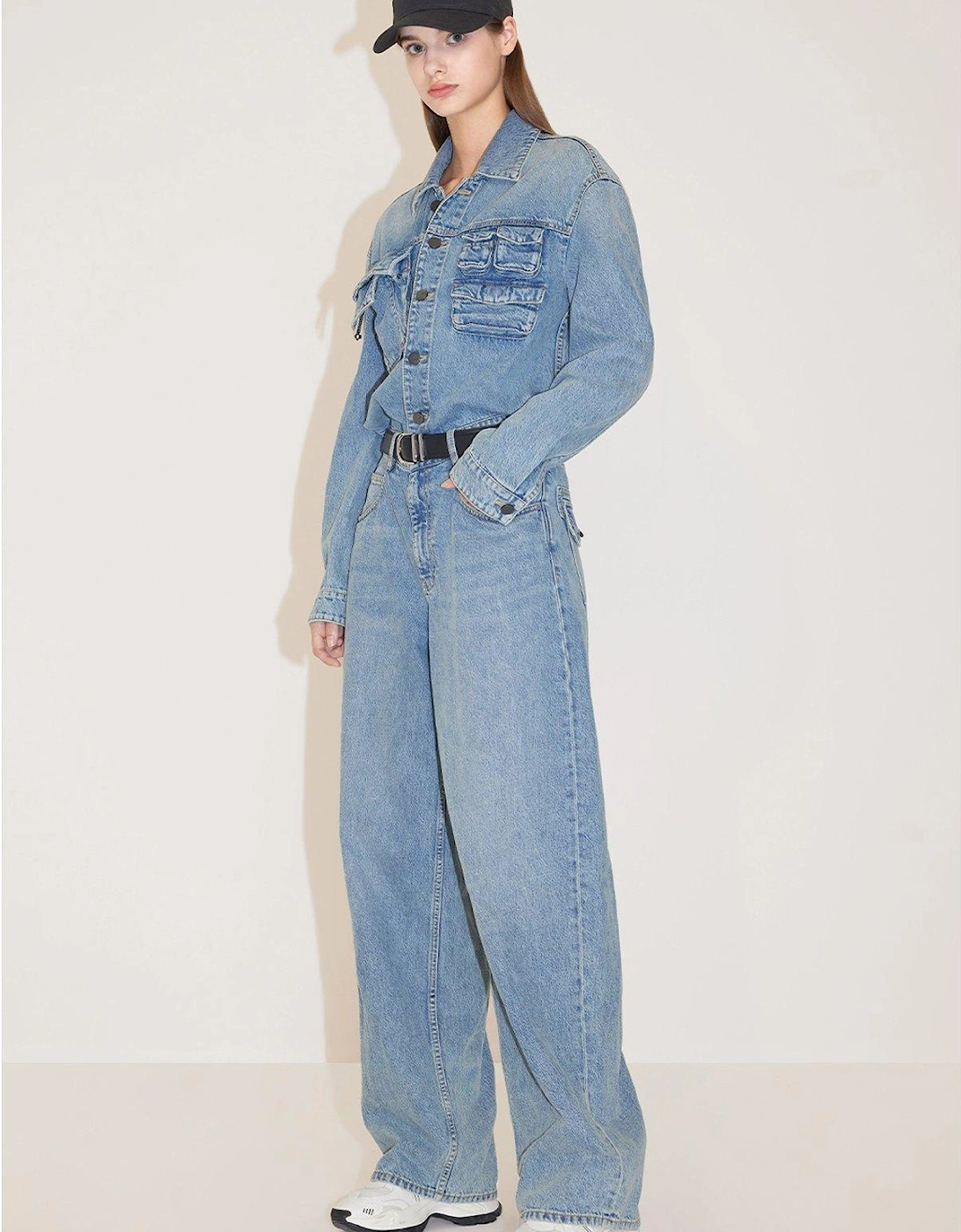 Denim Jumpsuit -middle Blue