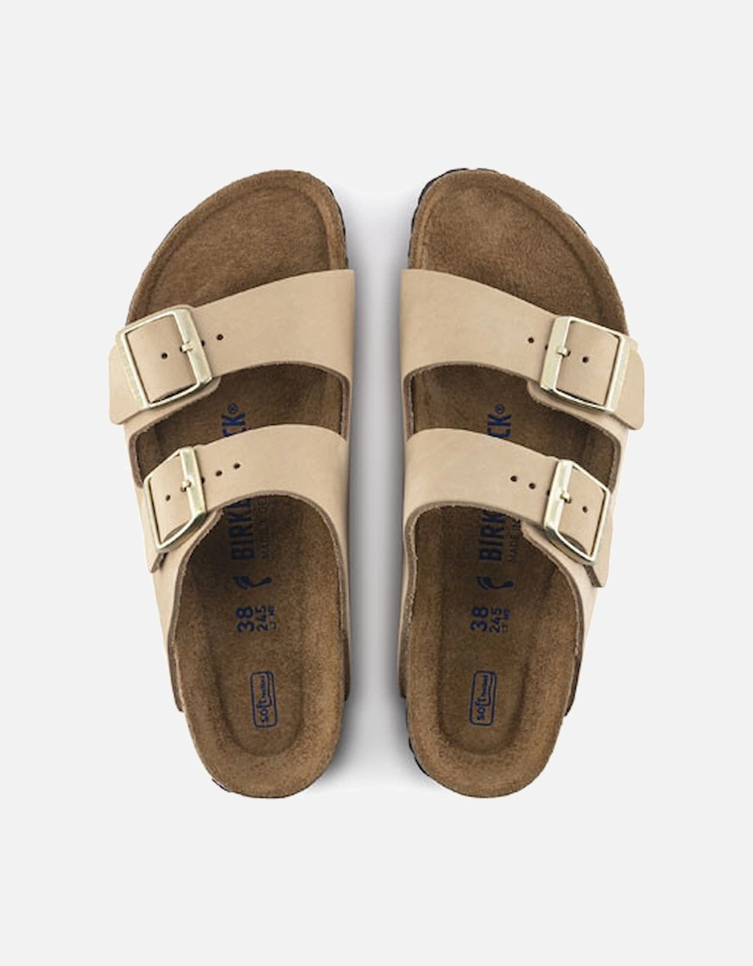 Birkenstock Women's Arizona Soft Footbed Nubuck Leather Sandal Sandcastle