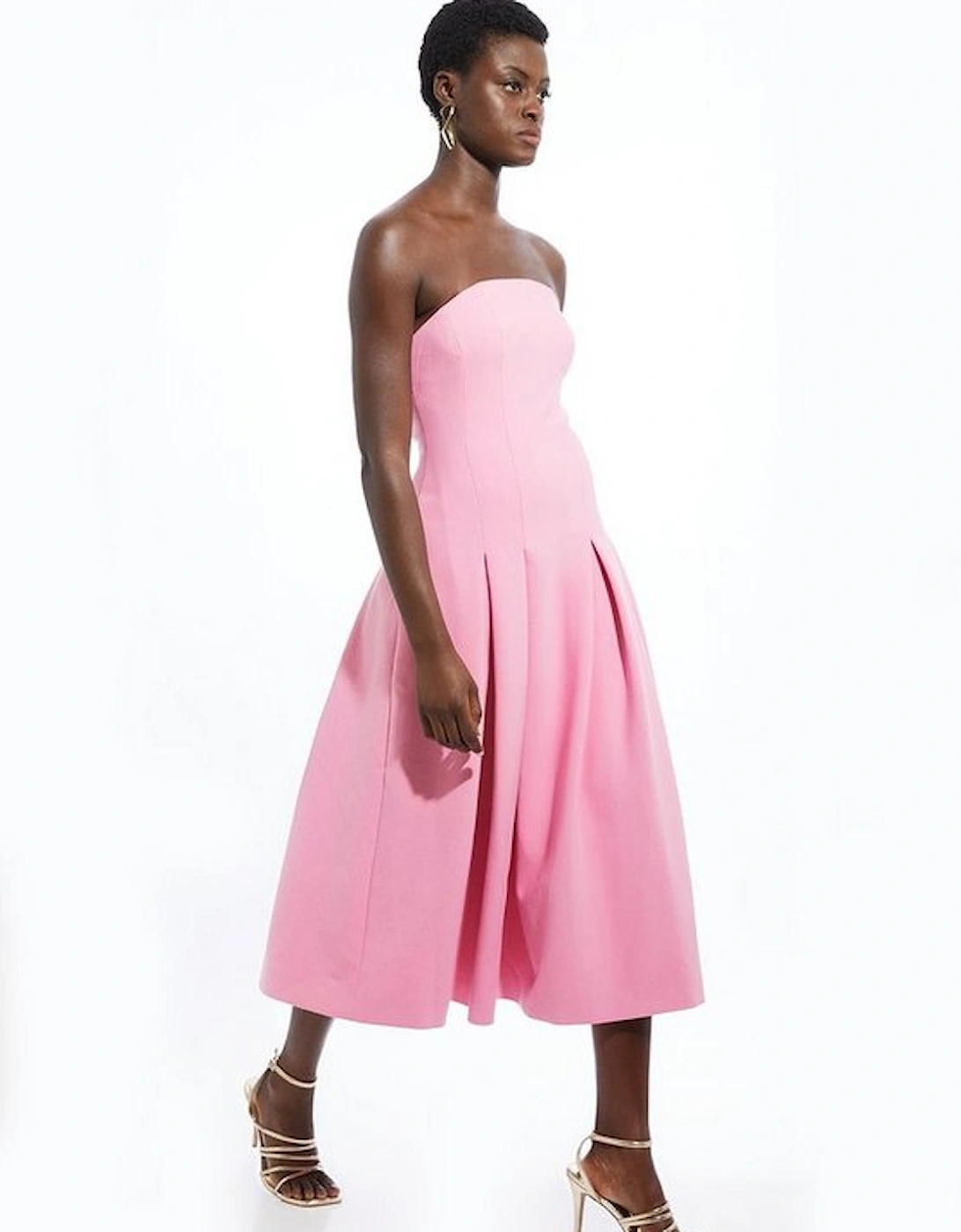 Petite Compact Stretch Tailored Midi Prom Dress