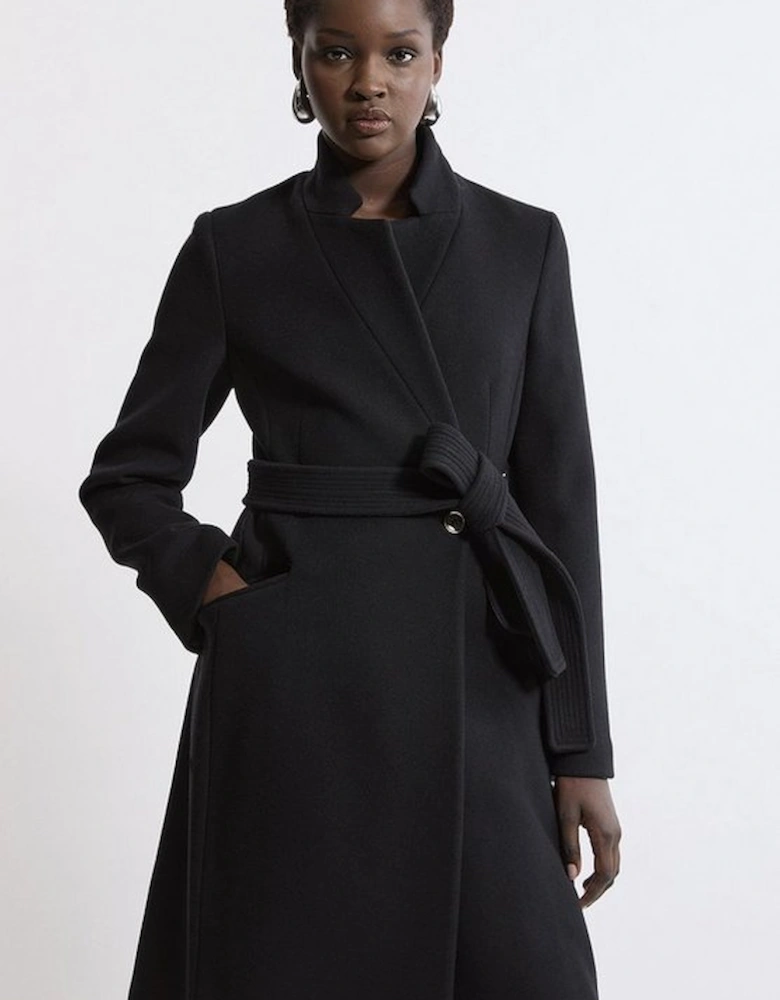 Italian Wool Blend Investment Notch Neck Midi Coat