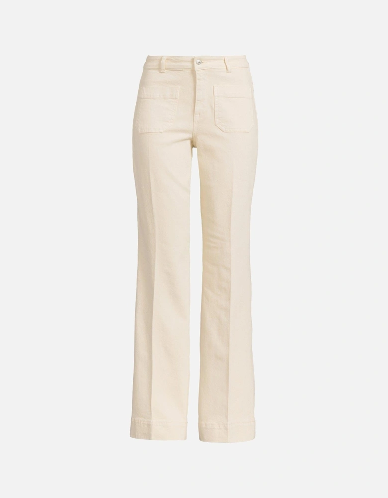 Pocket Detail Wide Leg Jean - Cream