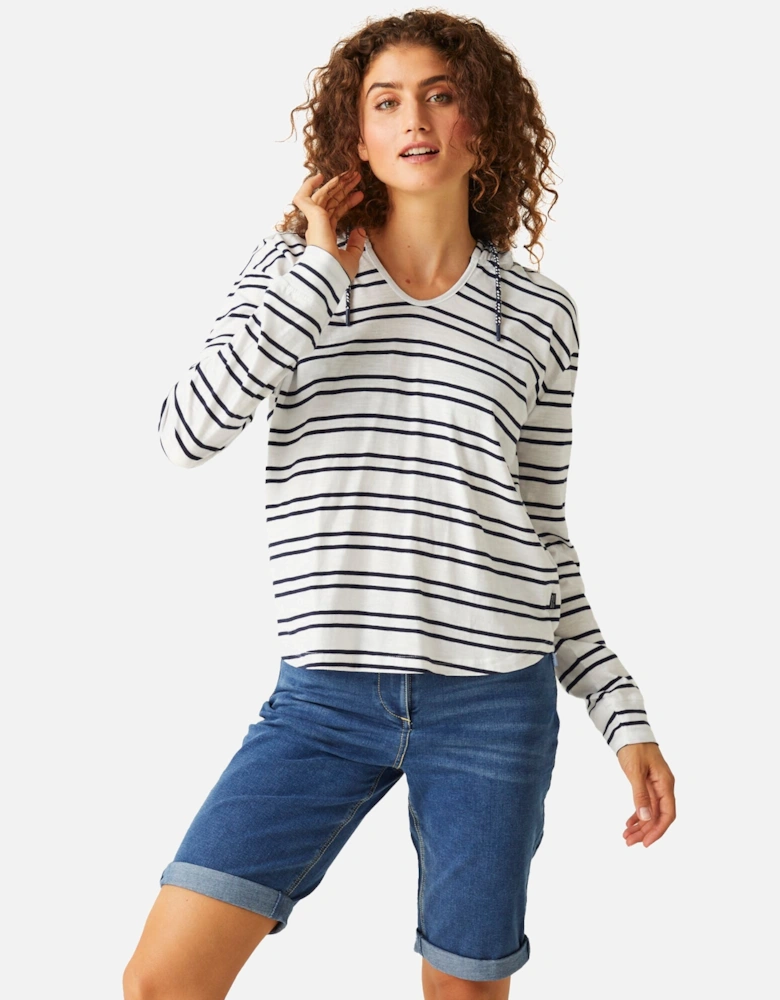 Womens/Ladies Minerve Stripe V Neck Hoodie