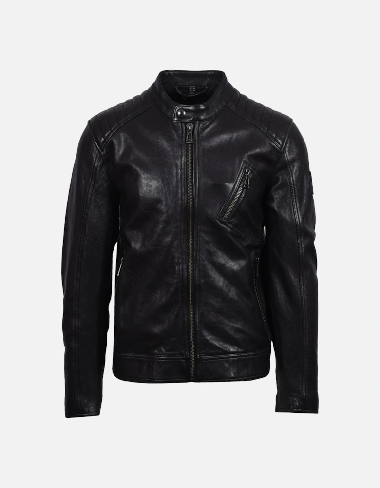 V Racer Leather Jacket Black