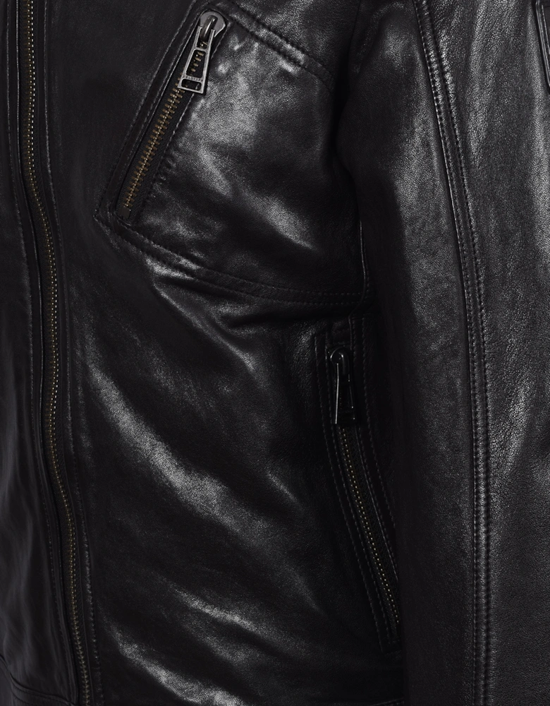 V Racer Leather Jacket Black