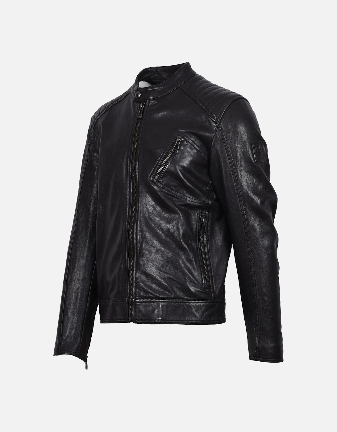 V Racer Leather Jacket Black