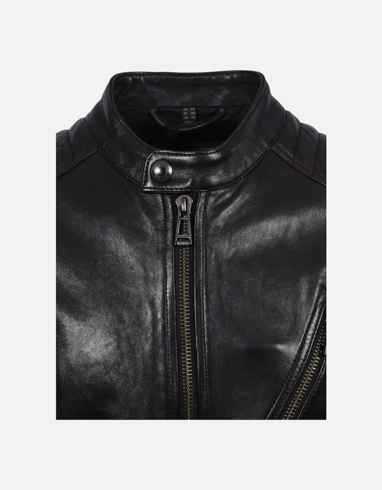 V Racer Leather Jacket Black