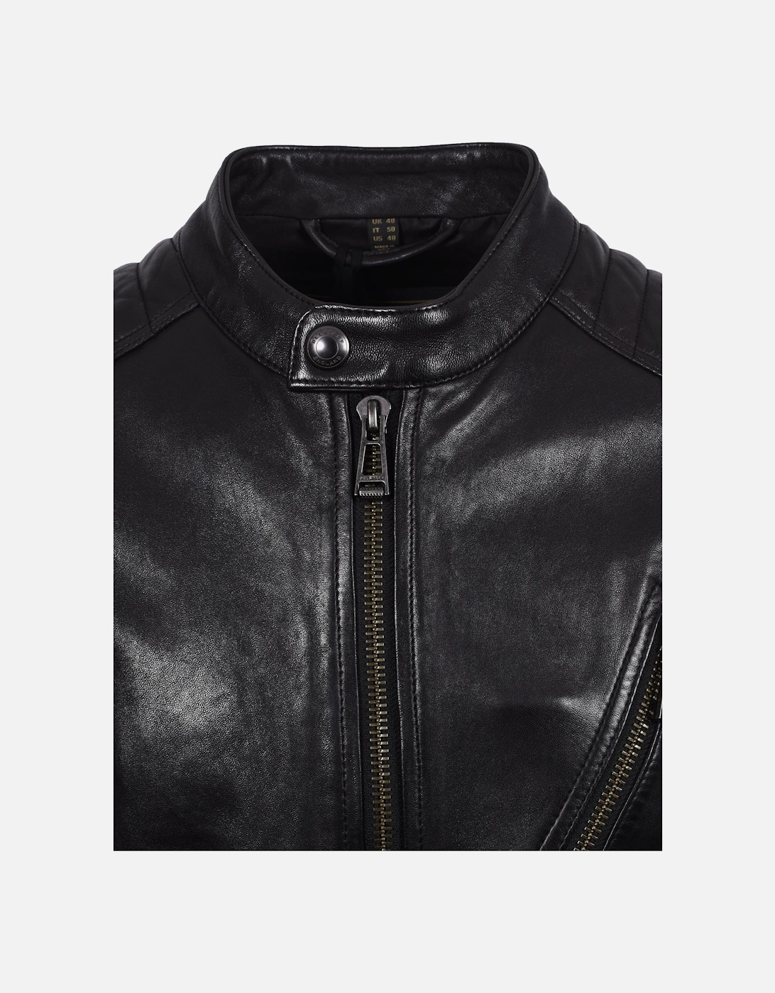 V Racer Leather Jacket Black