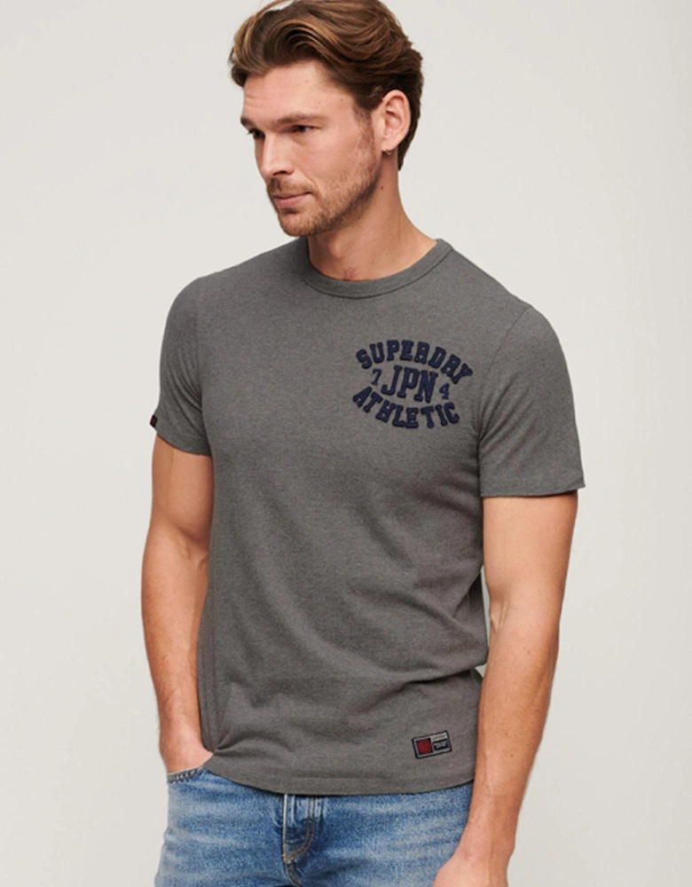 Vintage Athletic Chest Short Sleeve T-shirt - Grey