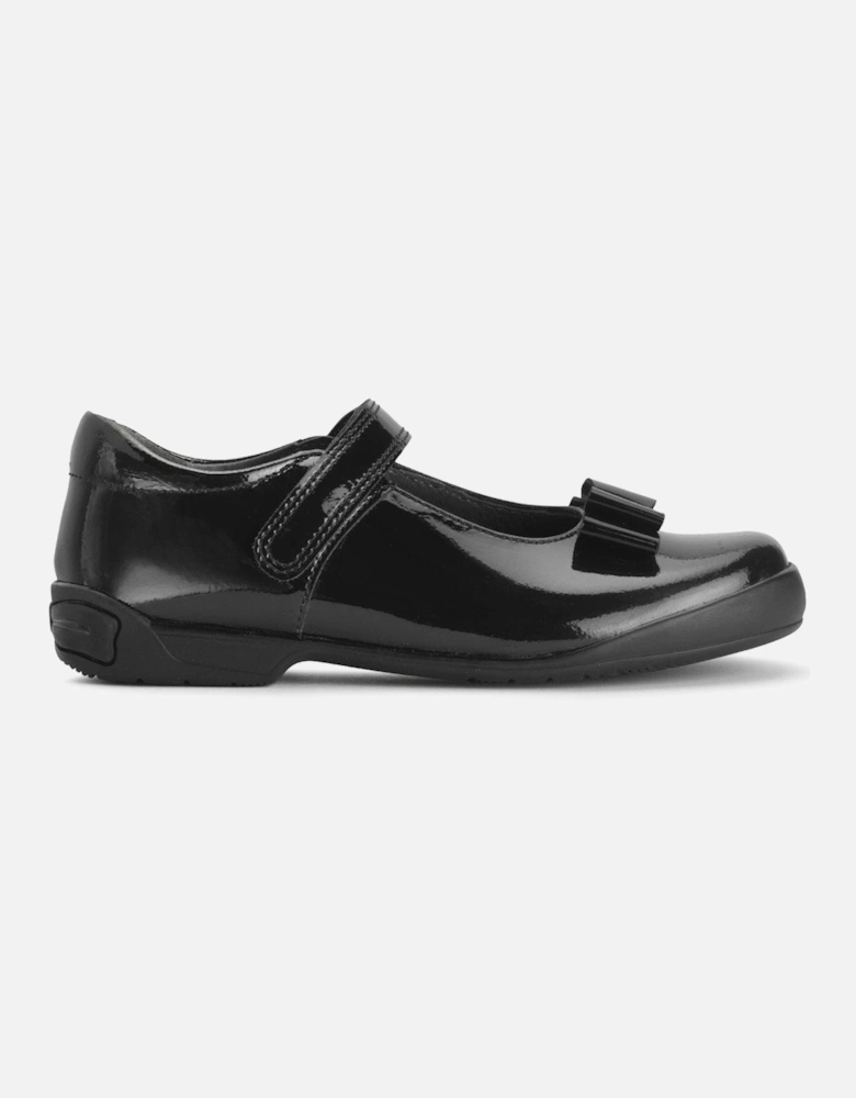 Flourish Patent Bow Primary School Shoe - Black