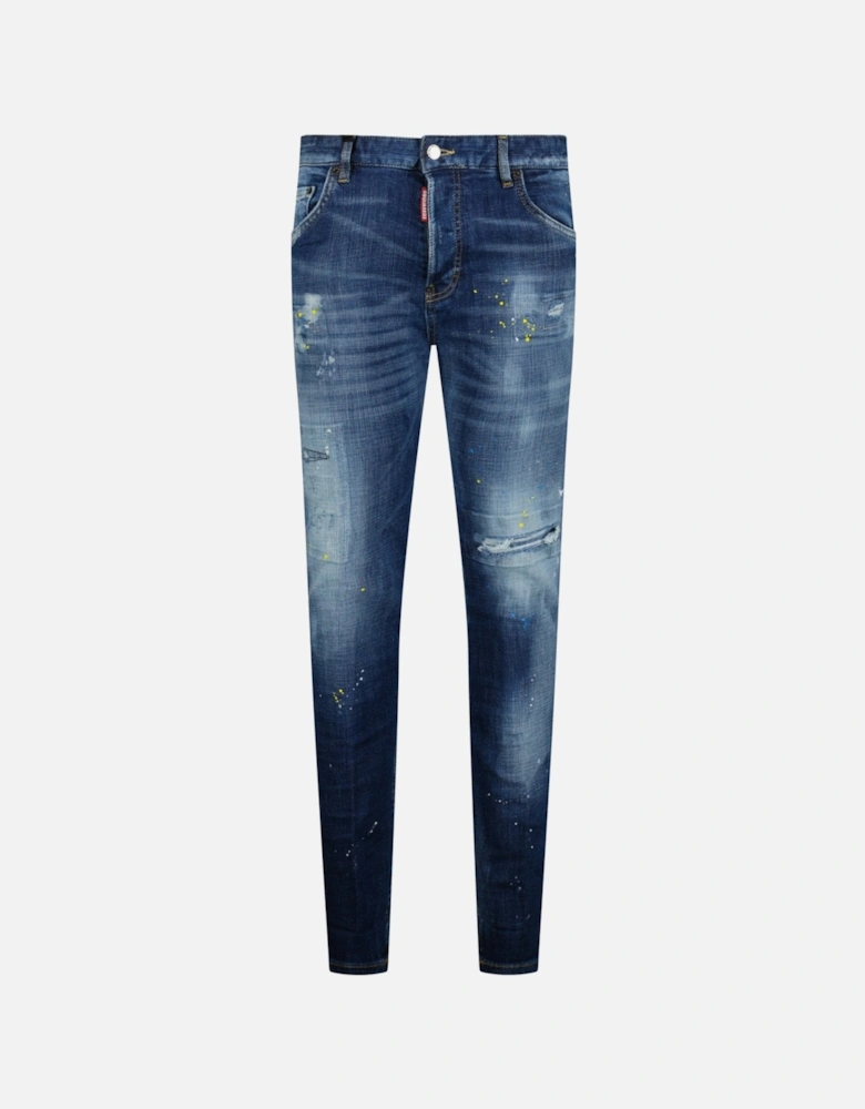 Dean Caten 'Cool Guy' Paint Splatter Slim Fit Jeans Blue