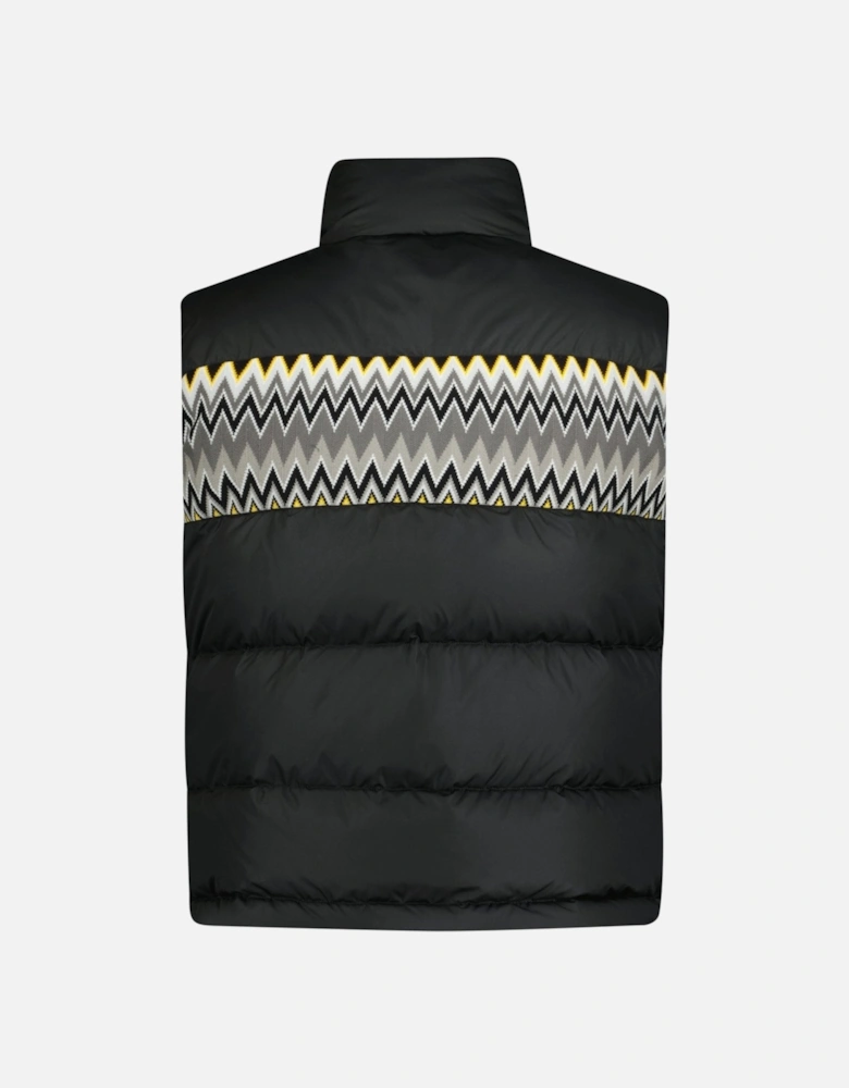 Padded Down Gilet With Pattern Black & Yellow