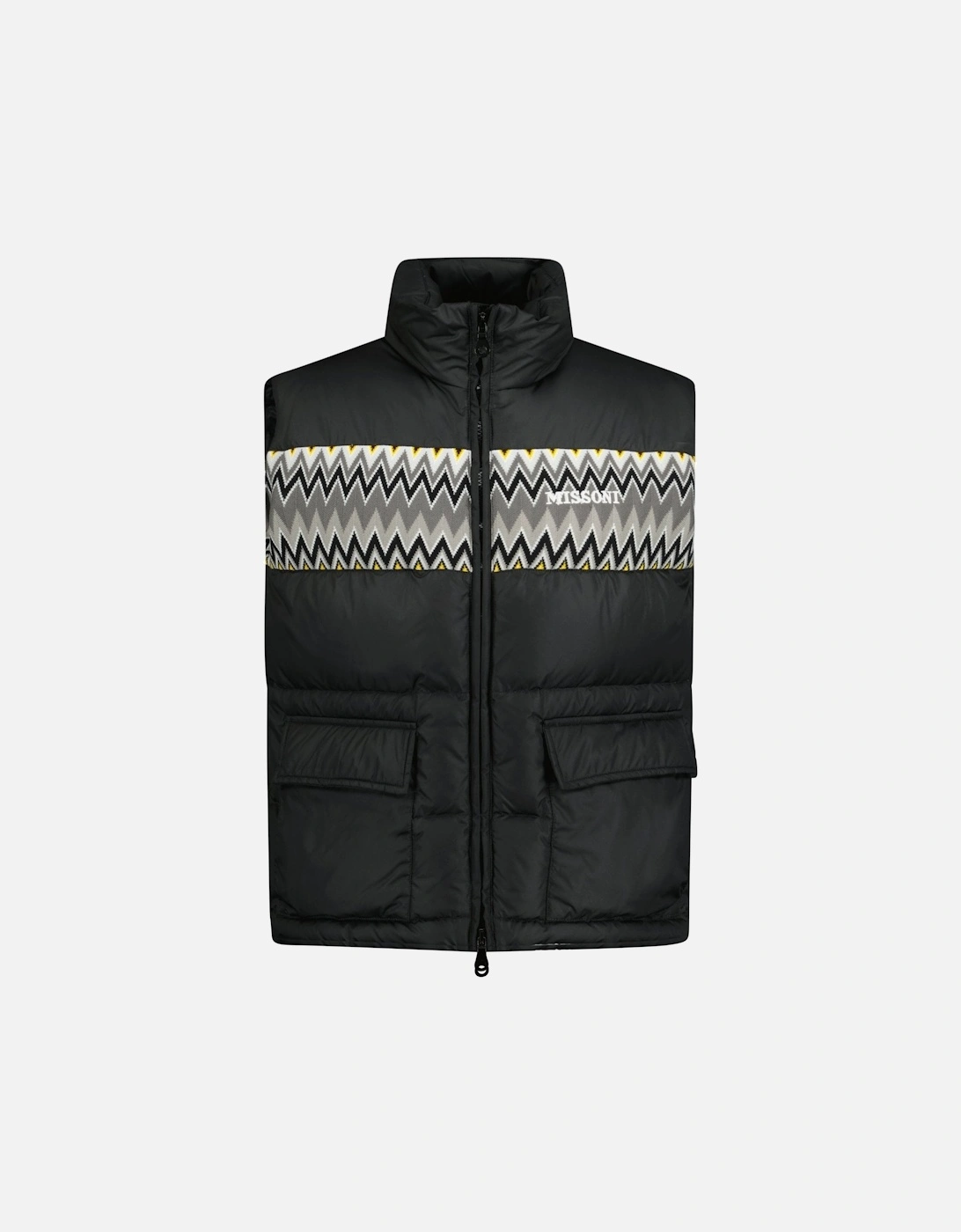 Padded Down Gilet With Pattern Black & Yellow, 4 of 3