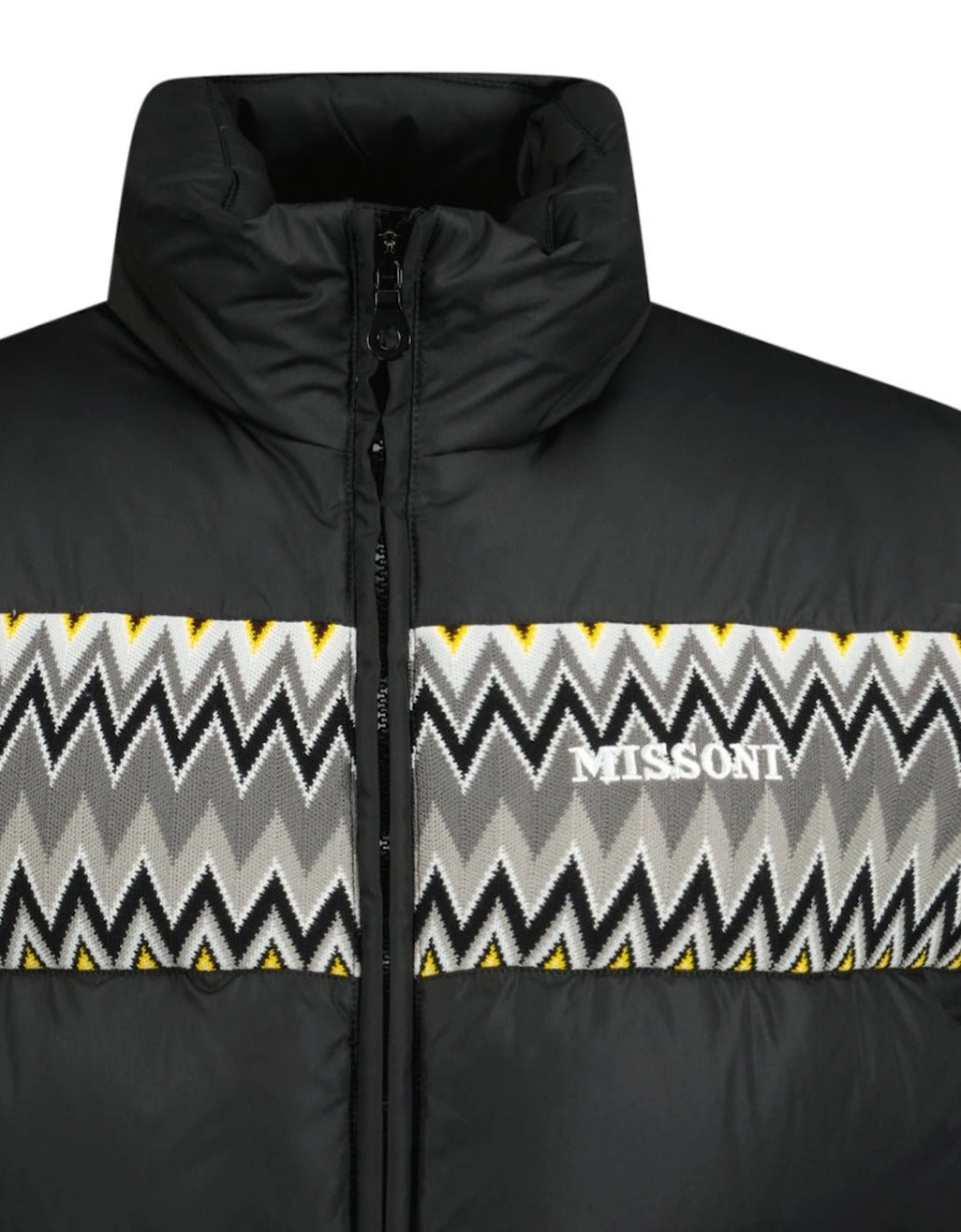 Padded Down Gilet With Pattern Black & Yellow