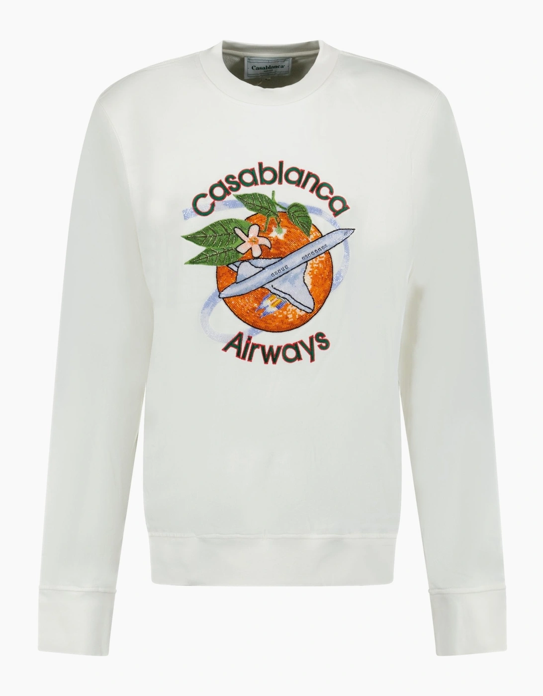 Casablanca Men's Casablanca Orbite Autour De L'Orange Beaded Sweatshirt White