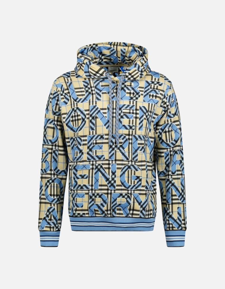 Check Logo Print Cotton Sweatshirt Yellow & Blue