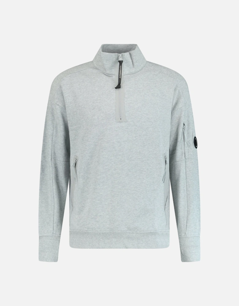 Collar 1/4 Zip Diagonal Raised Fleece Grey Melange