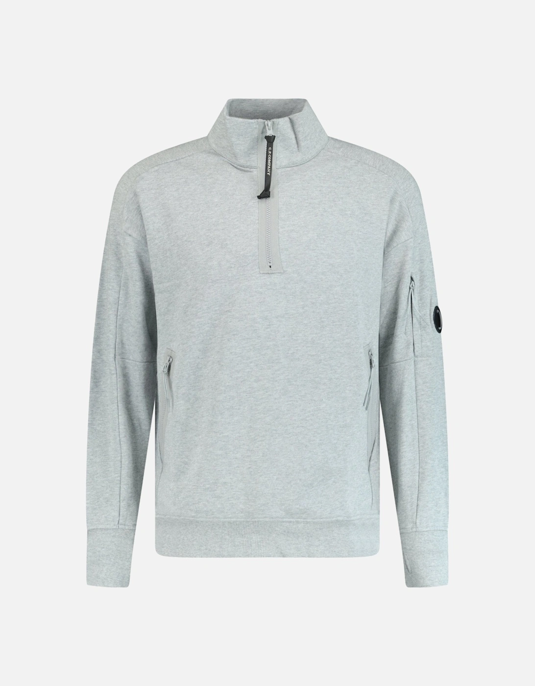 Collar 1/4 Zip Diagonal Raised Fleece Grey Melange, 4 of 3