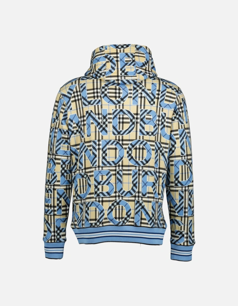 Check Logo Print Cotton Sweatshirt Yellow & Blue