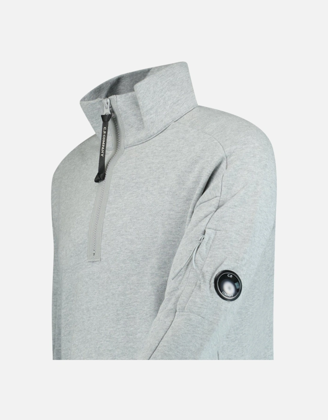 Collar 1/4 Zip Diagonal Raised Fleece Grey Melange