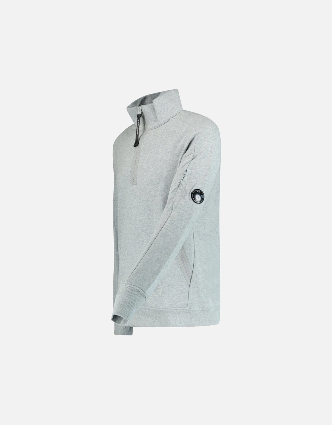 Collar 1/4 Zip Diagonal Raised Fleece Grey Melange