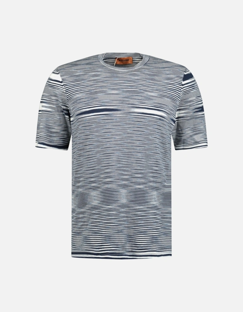 Knitted Stripe T-Shirt White & Navy