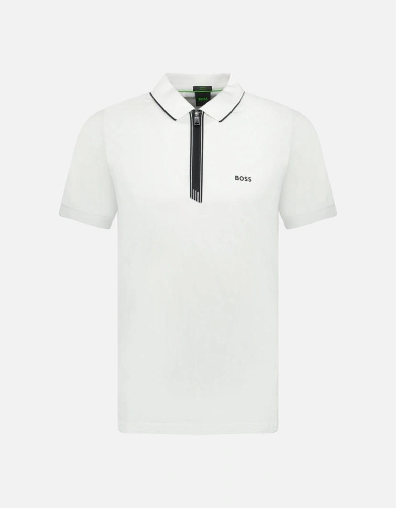 Stretch Slim-Fit Polo Shirt Zip Placket White