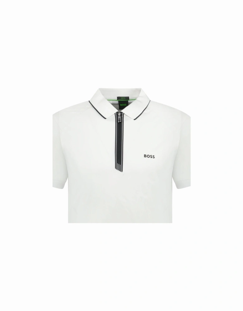 Stretch Slim-Fit Polo Shirt Zip Placket White