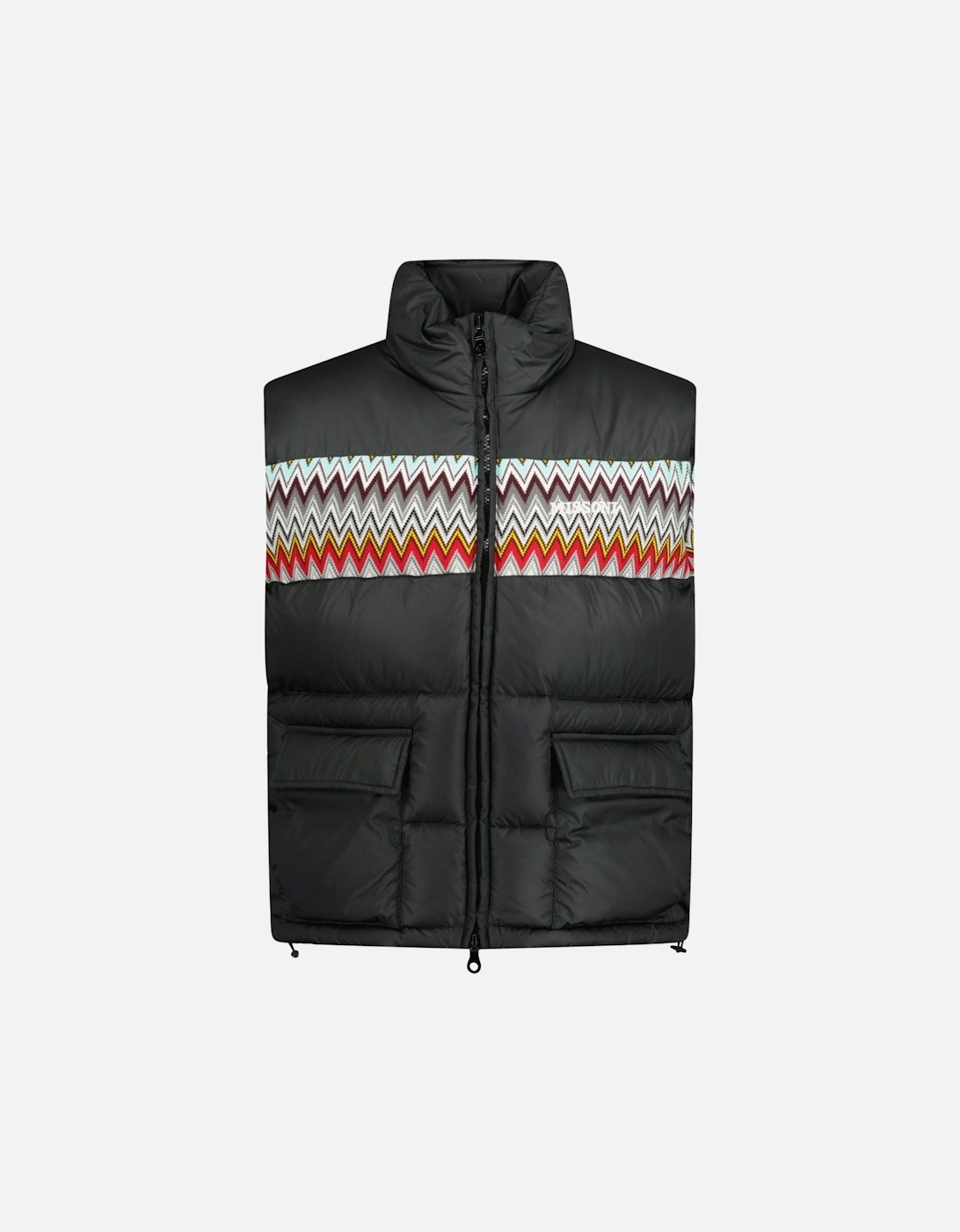 Padded Down Gilet With Mixed Pattern Black, 4 of 3