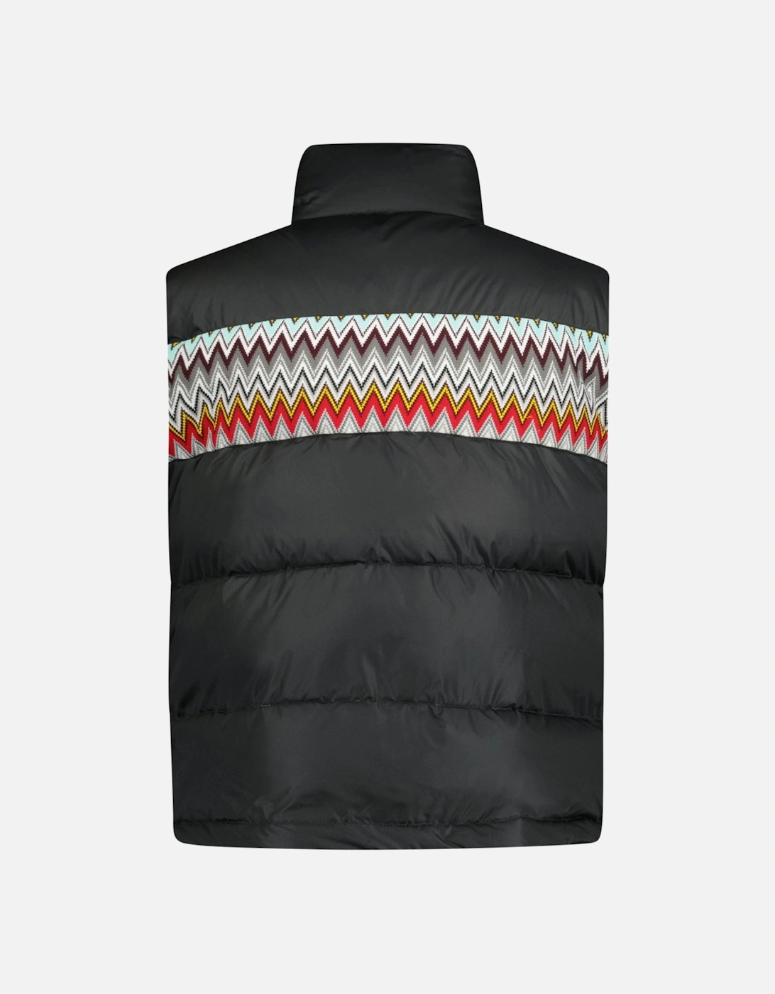 Padded Down Gilet With Mixed Pattern Black