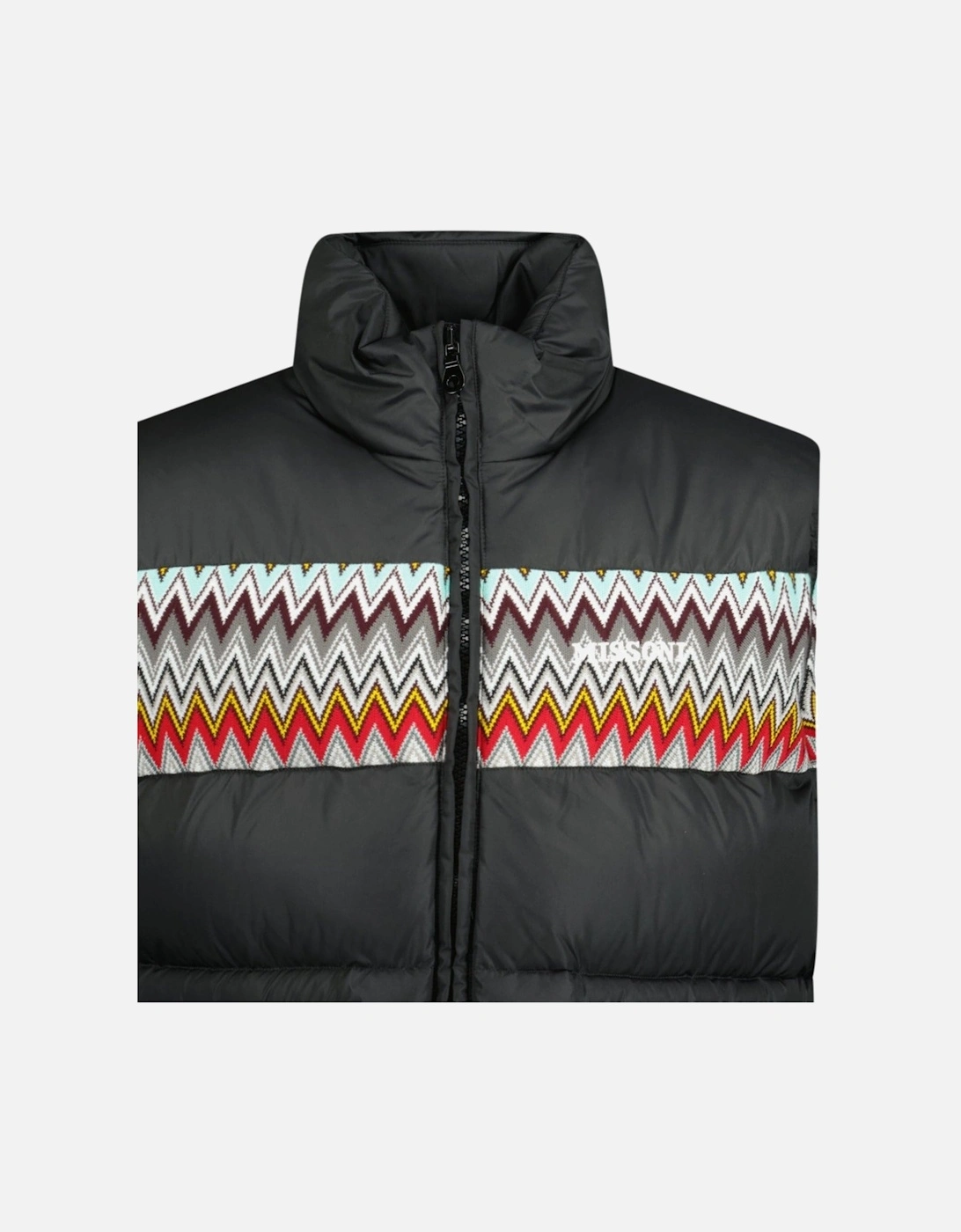 Padded Down Gilet With Mixed Pattern Black