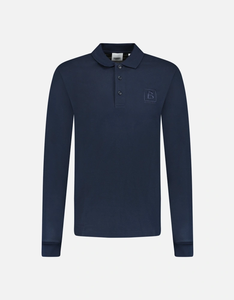 'Gateforth' Long Sleeve Polo-Shirt Navy