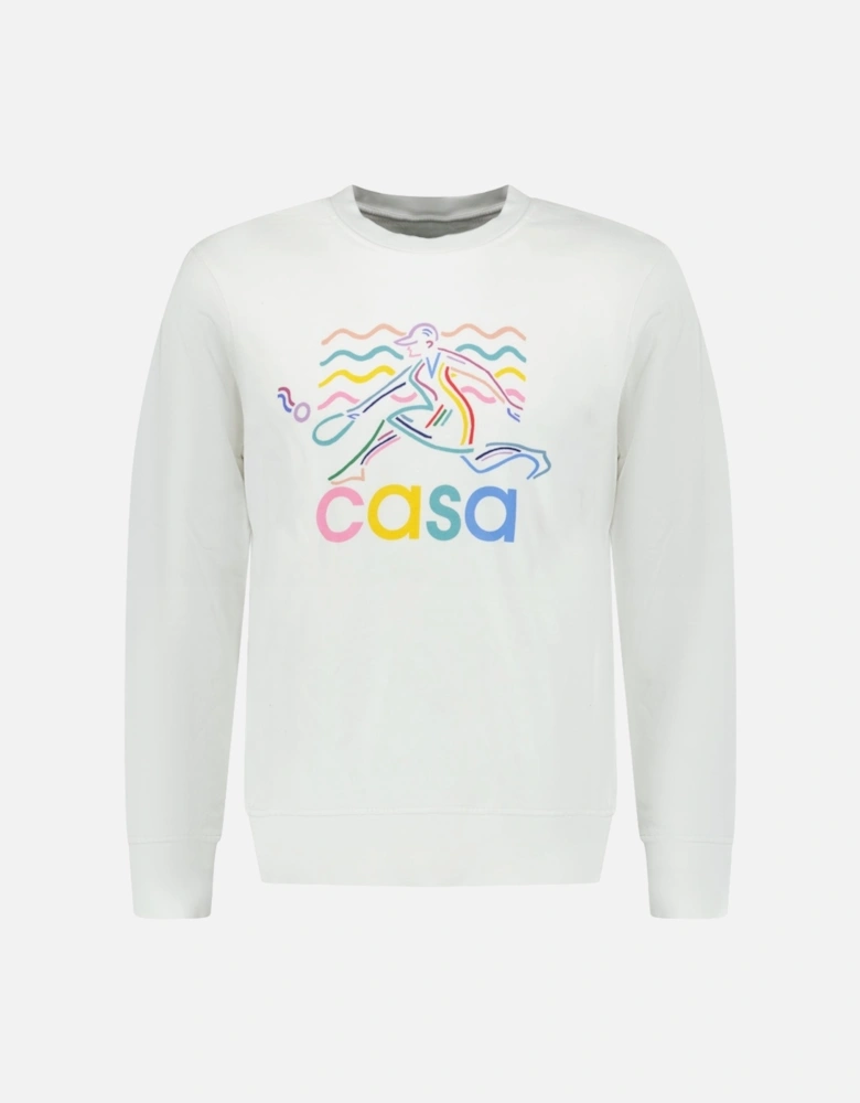 'Beach Tennis' Print Sweatshirt White