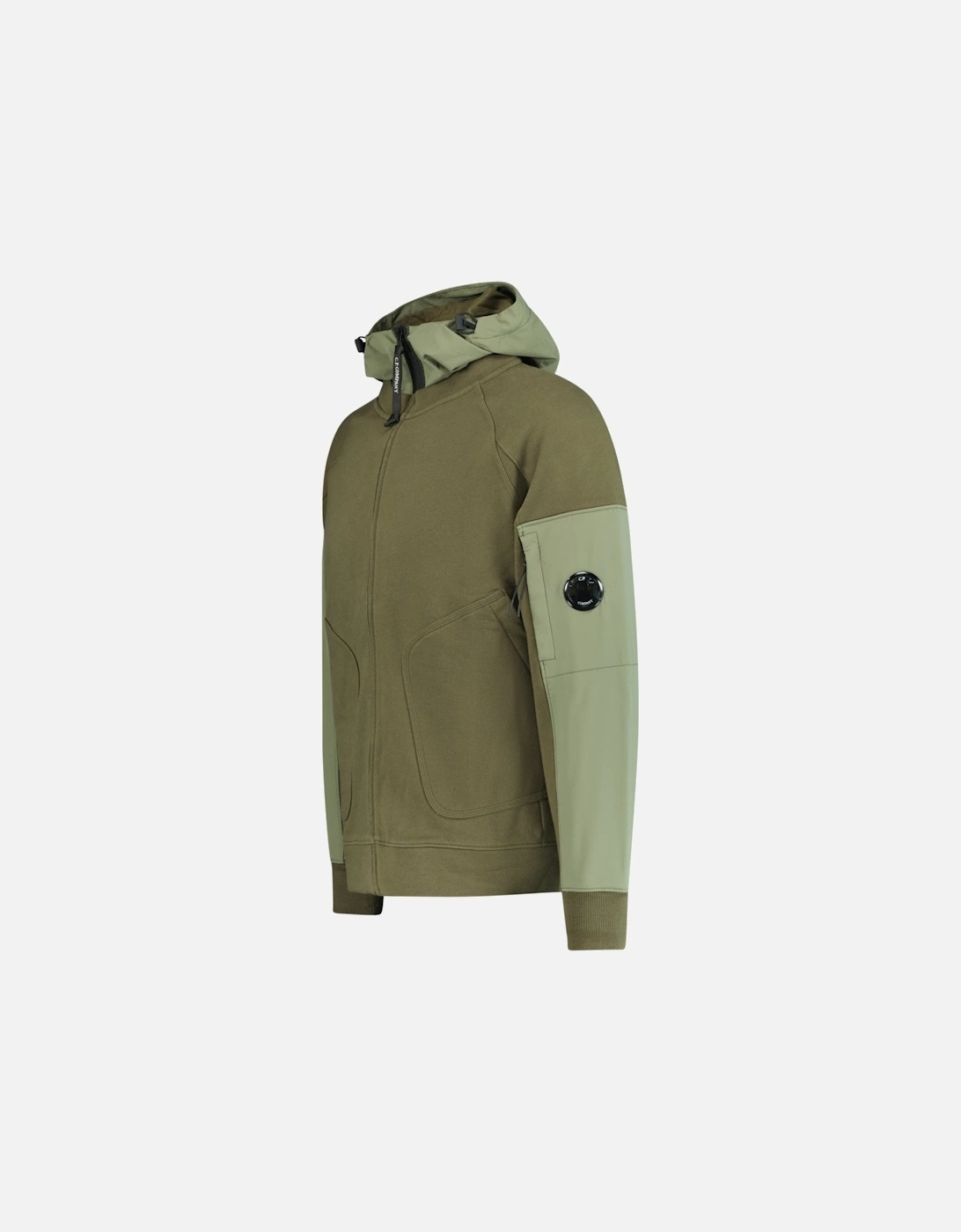 Zip-Up Lens Hooded Sweatshirt Khaki