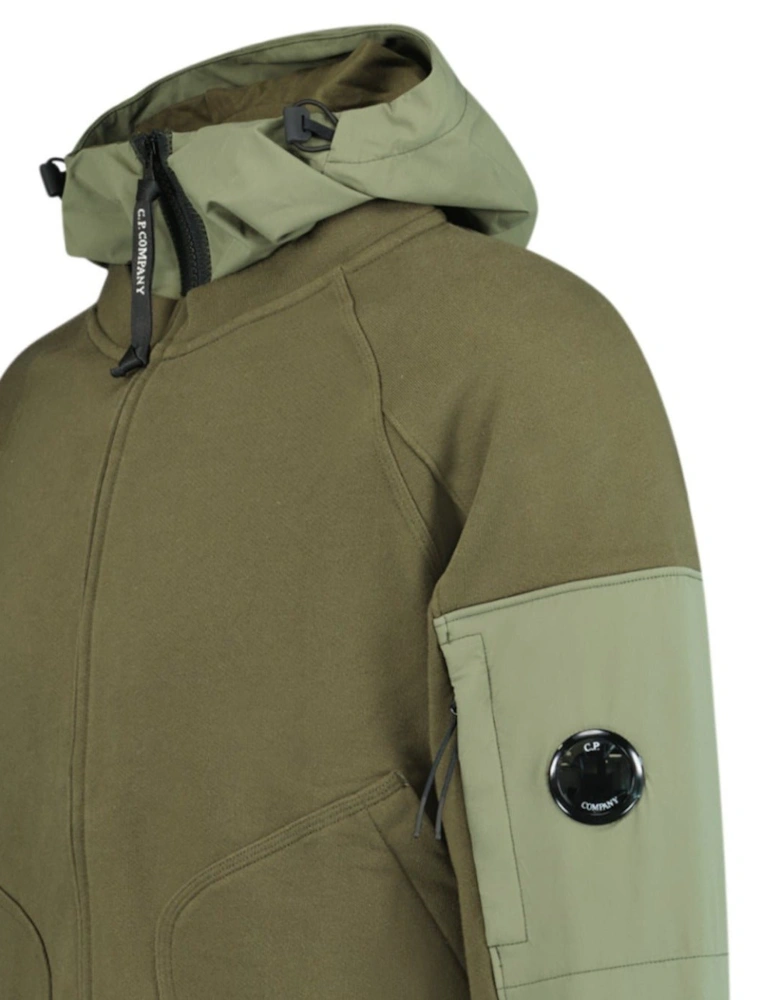 Zip-Up Lens Hooded Sweatshirt Khaki