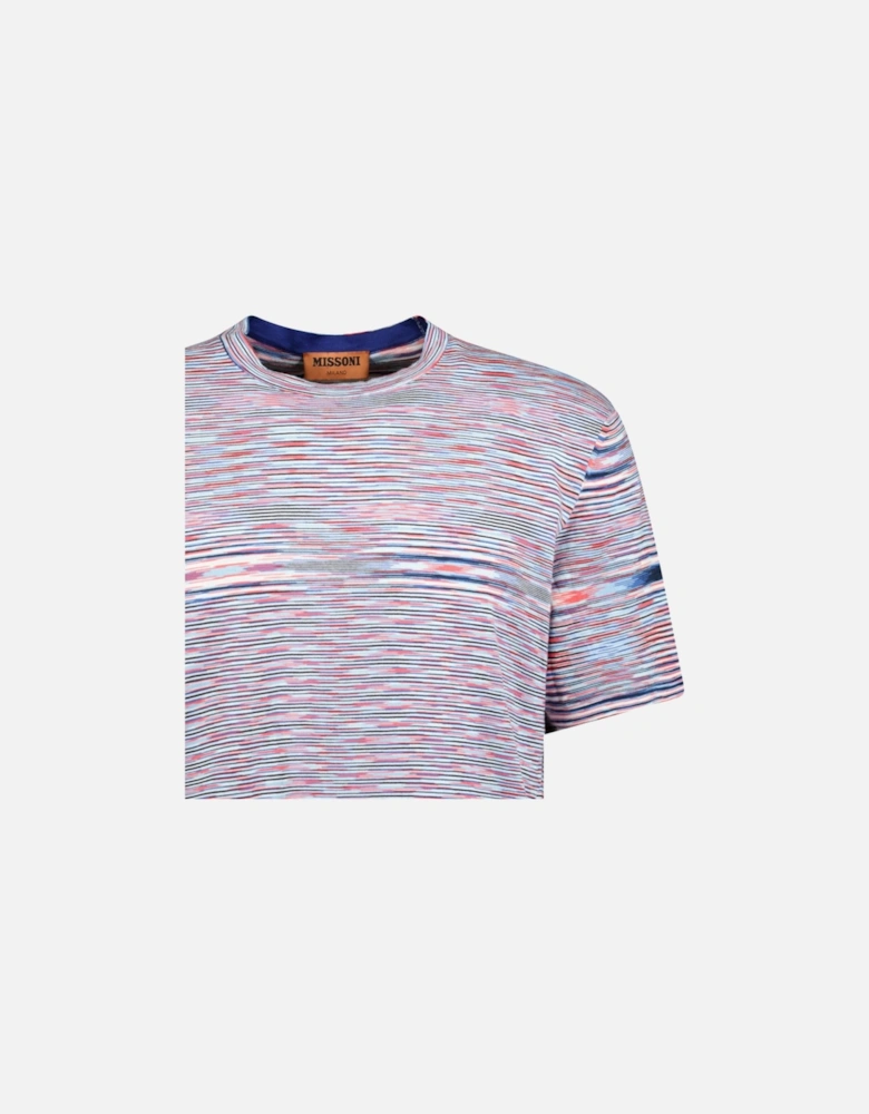 Crew Neck Stripe T-Shirt Blue