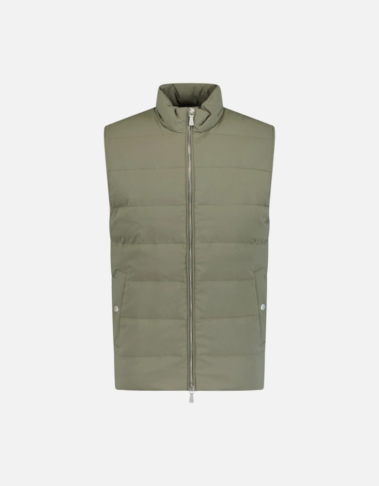 Quilted Nylon Down Gilet Jacket Khaki