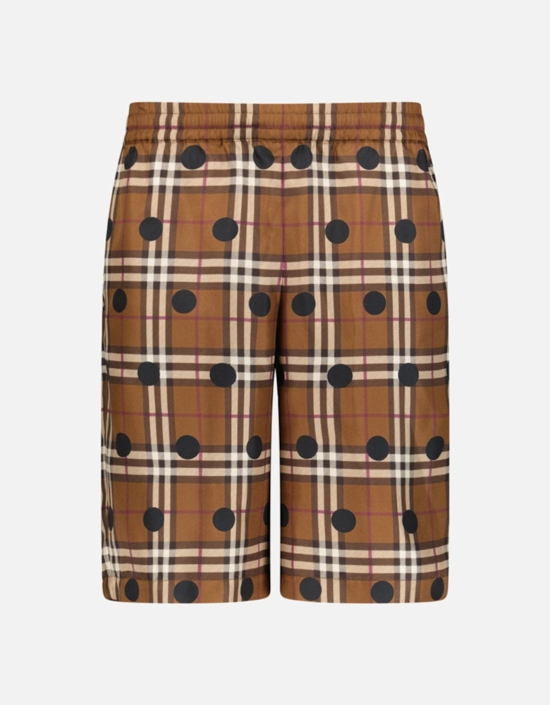 'Bradeston' Silk Dark Birch Check Shorts Brown