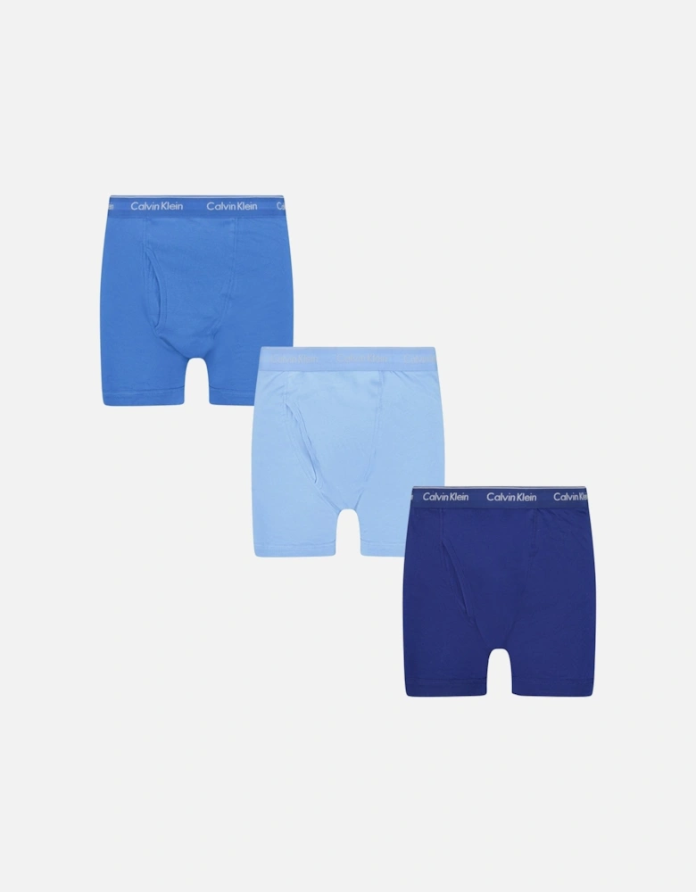 Stencil Logo Cotton Stretch Boxers Blue, Baby Blue & Navy (3 Pack)