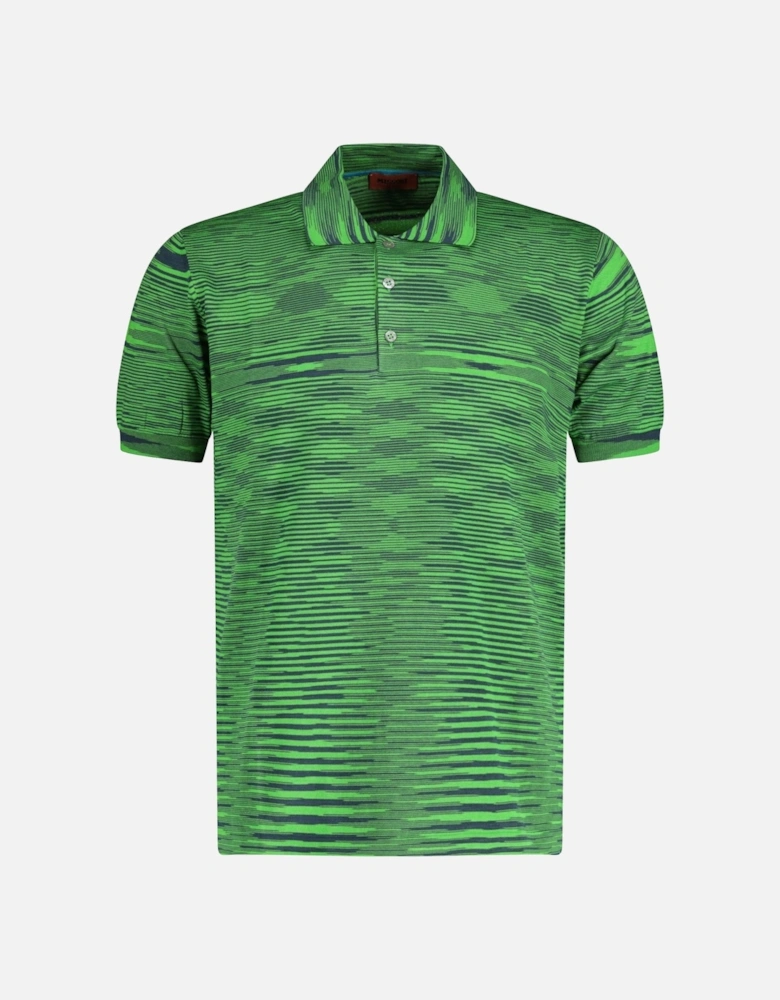 Short Sleeve Knitted Collar Neck Polo T-Shirt Green