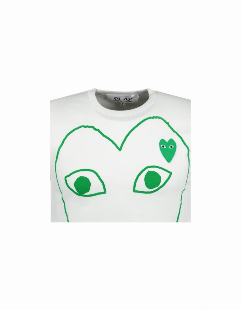 Big Print Green Heart T-Shirt White