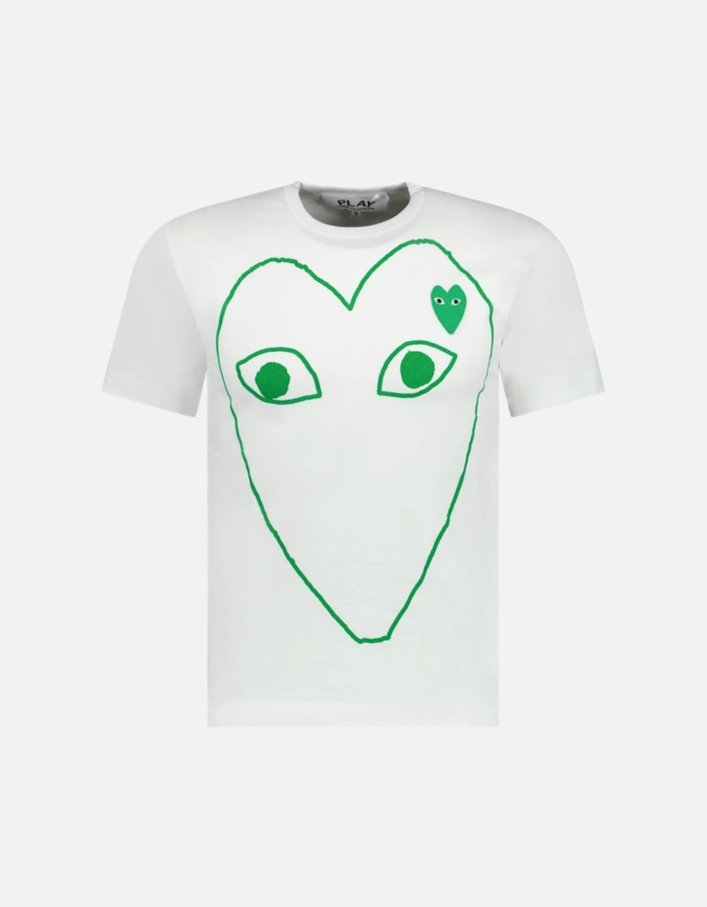 Big Print Green Heart T-Shirt White